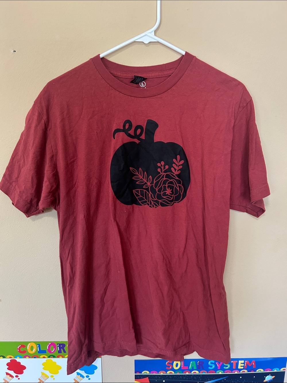 Women's Red Short-Sleeve Pumpkin Graphic Tee